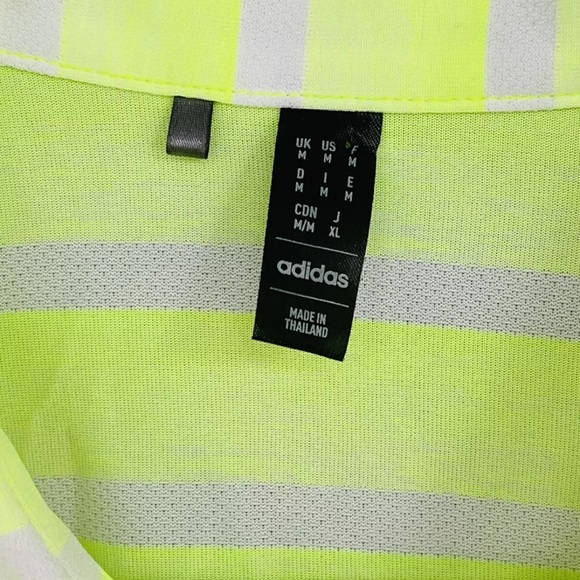 Miami Hurricanes Adidas Striped Logo Golf Polo Shirt Sz M Neon Grn Light Purple - Picture 9 of 11